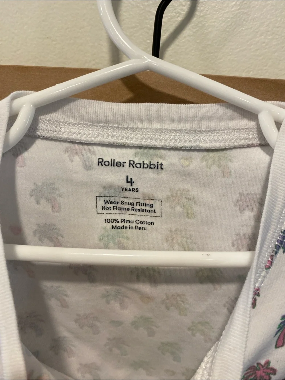 Roller Rabbit palm tree print pajama set size 4t 100% Pima cotton